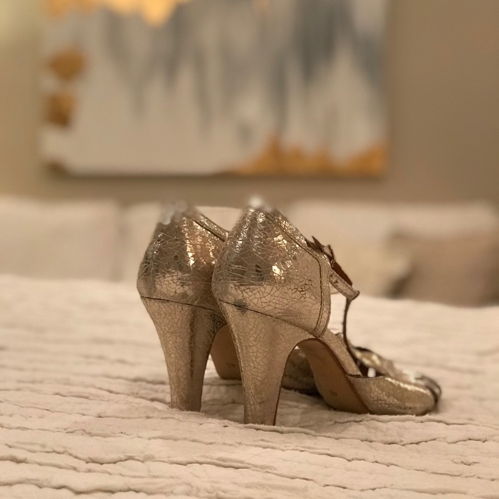 Gold retro style heels